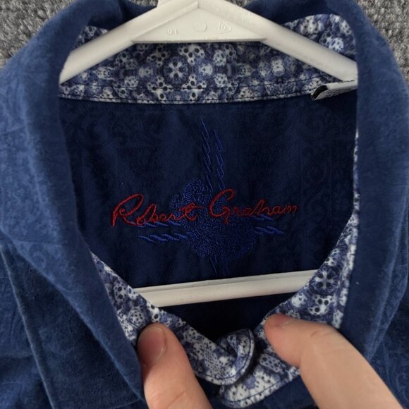 Robert Graham Blue 2XL Classic Fit Button Up Shirt Cotton Long Sleeve Paisley - Picture 9 of 14